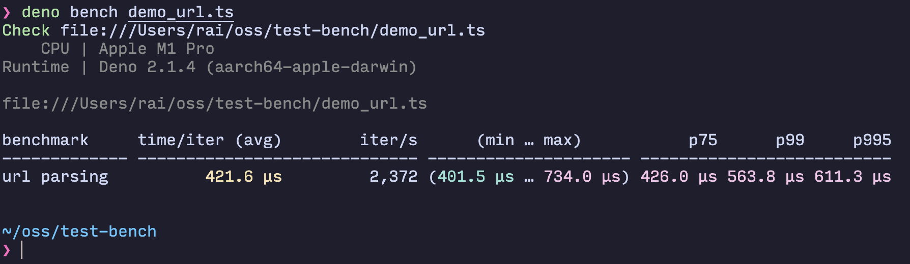 Deno 2 Benchmark Output